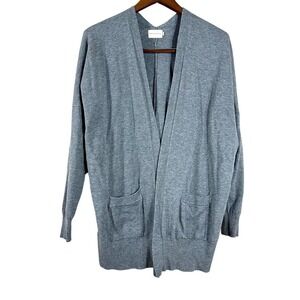 Dreamers‎ Women's Cardigan Gray Cotton Blend Pockets Open Knit Sweater Size M/L